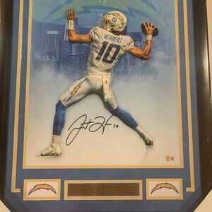 Justin Herbert autograph signed Chargers 16x20 photo framed Beckett